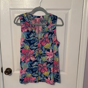 Lilly Pulitzer Floral Sleeveless Blouse - Blue, Pink, Yellow